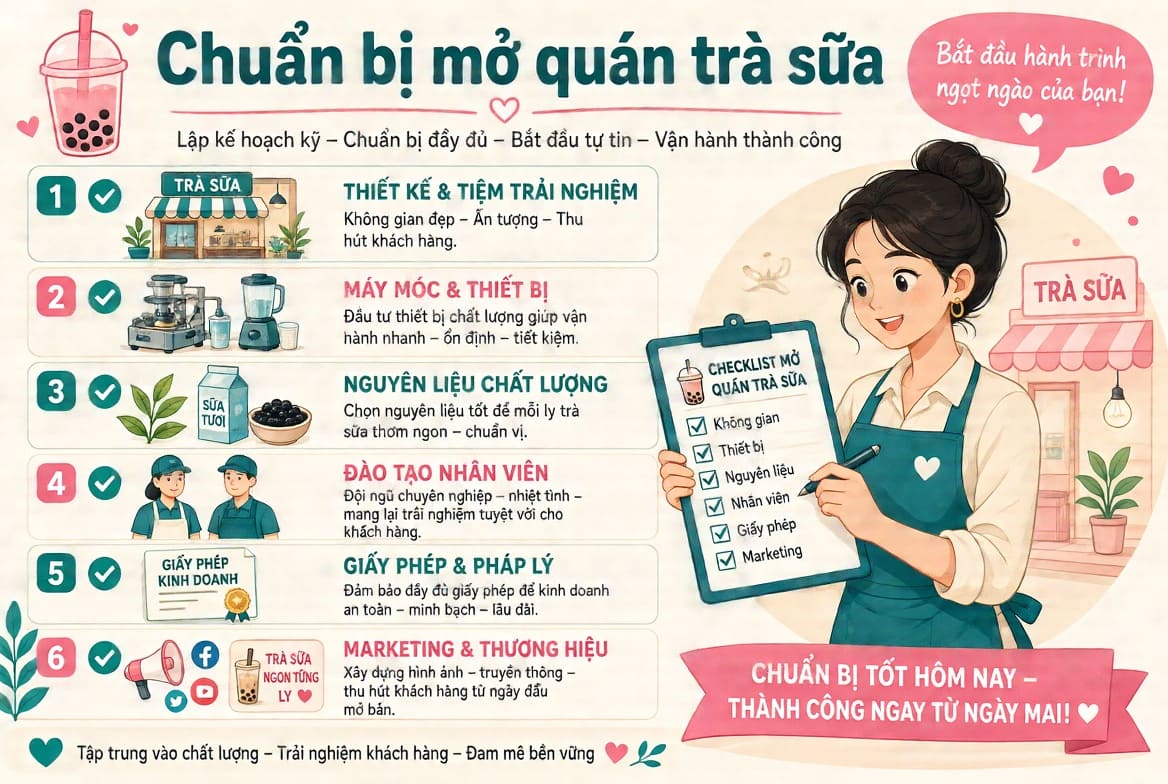 Mở Quán Trà Sữa Cần Bao Nhiêu Vốn Và Chuẩn Bị Những Gì?
