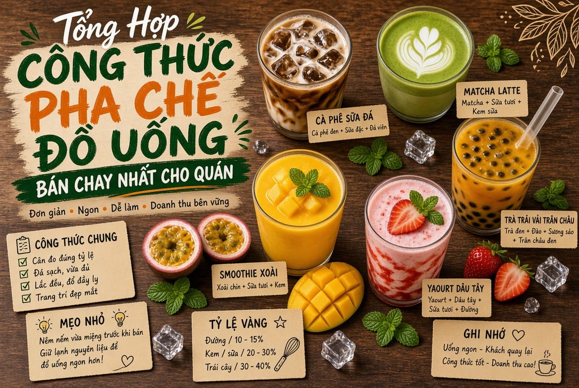 Tổng Hợp Công Thức Pha Chế Đồ Uống Bán Chạy Nhất Cho Quán